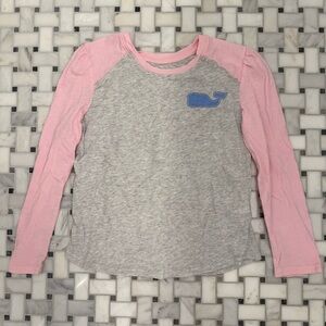 Vineyard Vines Girls Pink and Gray Long Sleeve Tee